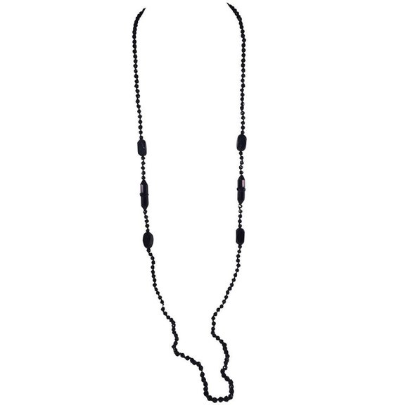 Victorian French Jet Bead Flapper Necklace